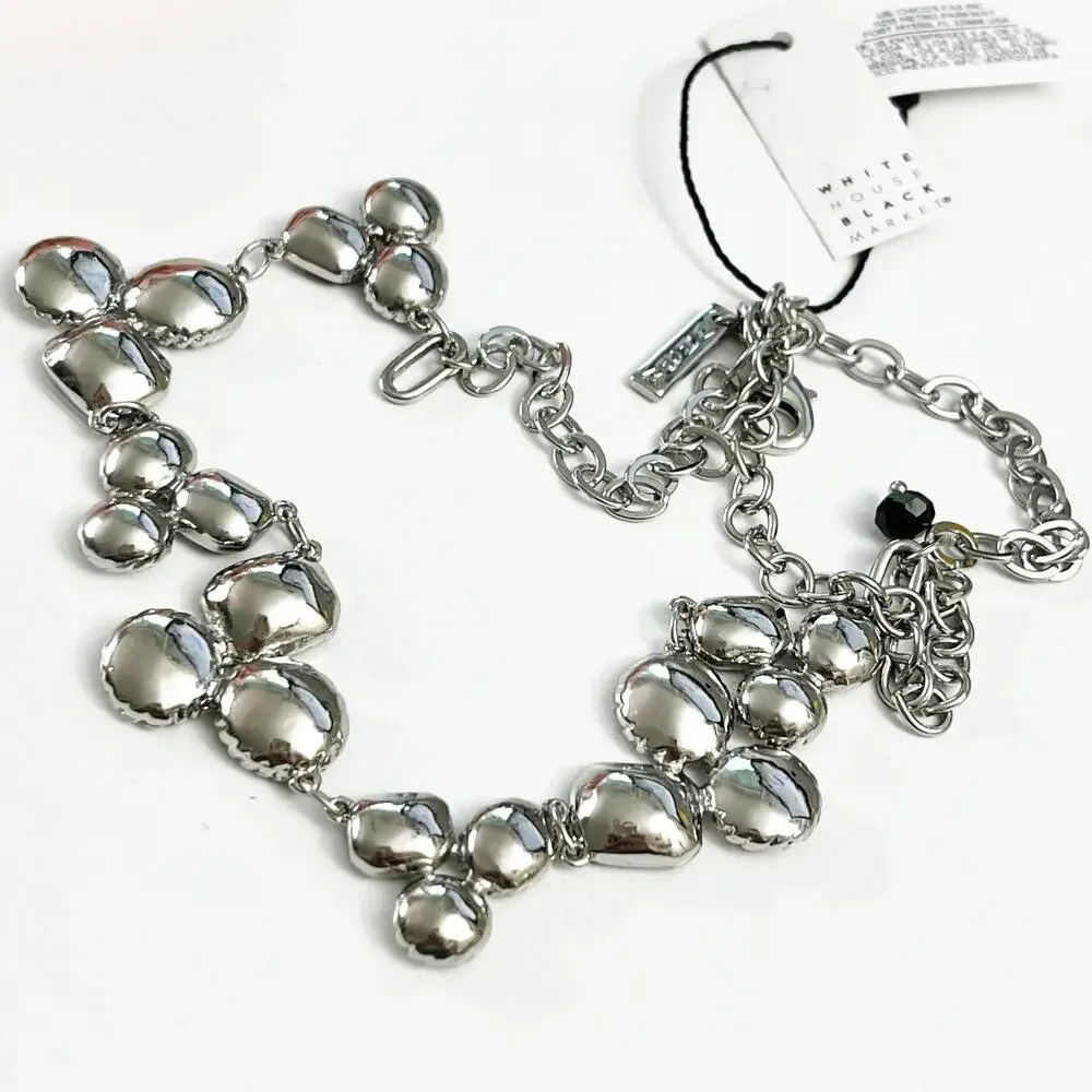 NEW White House Black Market Black & Crystal Statement Necklace